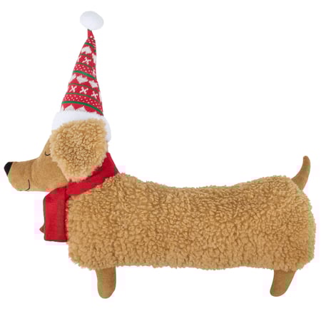 Winter Dachshund Shaped Pillow - Polyester