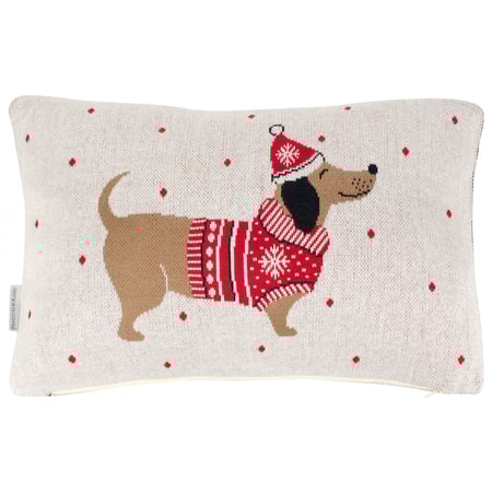 Winter Dachshund Pillow - Cotton, Zipper