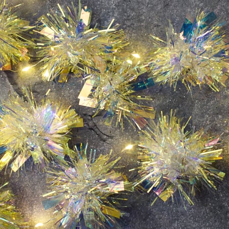 Tinsel Poms String Lights - Acrylic, Cord, Lights