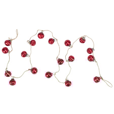 Red Baubles Garland - Glass, Metal, Jute
