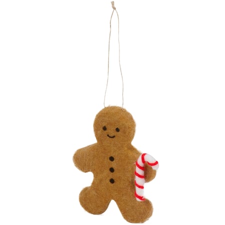 Gingerbread Candy Cane Ornament - Felt, Polyester, Foam