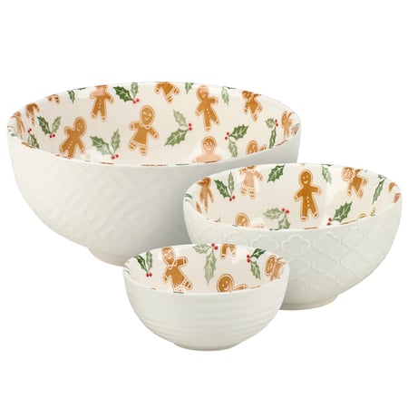 Gingerbread Men Bowl Set - Ceramic