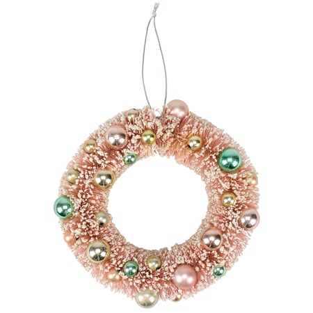 Pastel Bristle Wreath - Sisal, Plastic, Wire