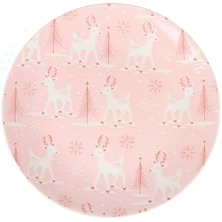 Pink Reindeer Dinner Plate - Ceramic