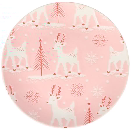 Pink Reindeer Dessert Plate - Ceramic