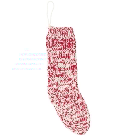 Red And White Knit Stocking - Polyester