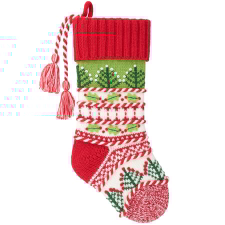 Knit Trees Stocking - Acrylic