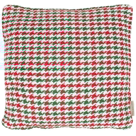 Christmas Houndstooth Pillow - Cotton, Zipper