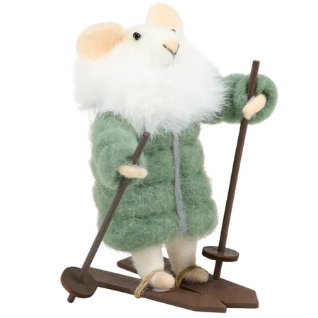 Skier Mouse Critter - Felt, Foam, Fabric, Wood, Plastic
