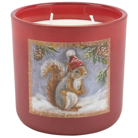Winter Squirrel Candle - Glass, Soy Wax, Cotton