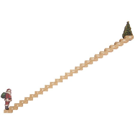 Santa Stairs Sitter Countdown - Wood
