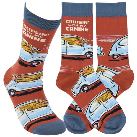 Cruisin With My Canine Socks - Cotton, Nylon, Spandex