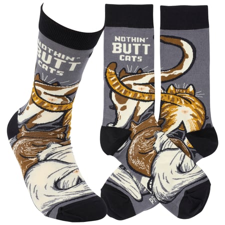 Nothin' Butt Cats Socks - Cotton, Nylon, Spandex
