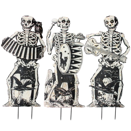 Musical Skeleton Garden Stake Set - Metal