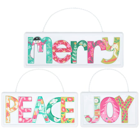 Joy Merry Peace Ornament Set - Metal, Wire
