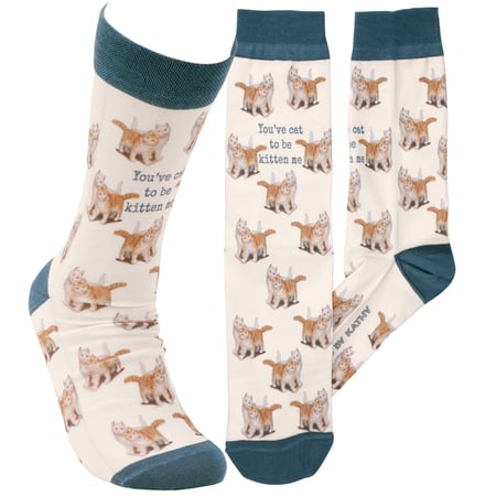 You've Cat To Be Kitten Me Socks - Polyester, Spandex