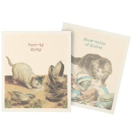 Purrty Dirty Swedish Dishcloth Set - Cellulose, Cotton