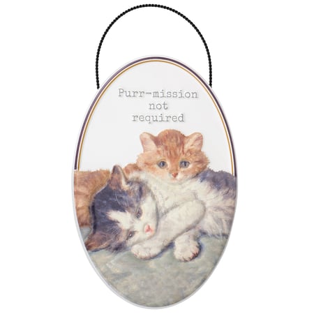 Purrmission Not Required Hanging Decor - Metal