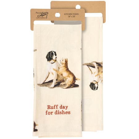 Ruff Day For Dishes Kitchen Towel - Cotton, Linen