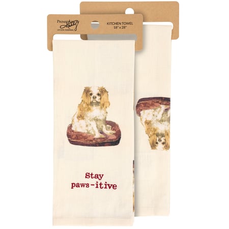Stay Pawsitive Kitchen Towel - Cotton, Linen