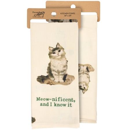 Meownificent An I Know It Kitchen Towel - Cotton, Linen