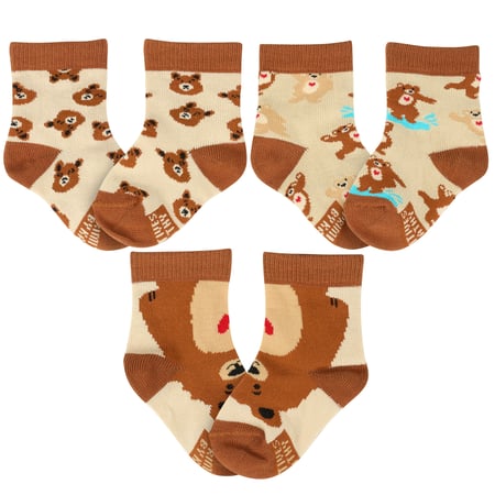 Teddy Bear Baby Sock Set - Cotton, Nylon, Spandex