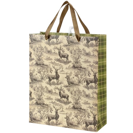 Deer Toile Medium Gift Bag - Paper, Ribbon