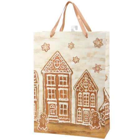 Gingerbread Village Large Gift Bag - Paper, Ribbon