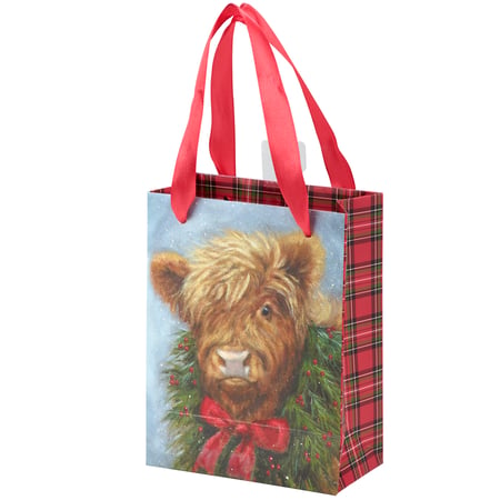 Christmas Highland XSmall Gift Bag - Paper, Ribbon