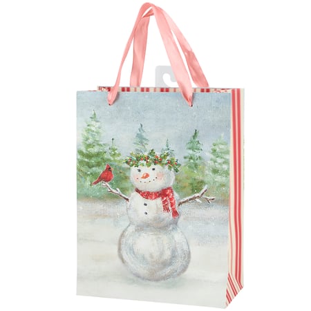 Snow Family Small Gift Bag - Paper, Ribbon