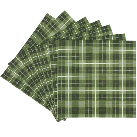 Green Plaid Dinner Napkin - Paper
