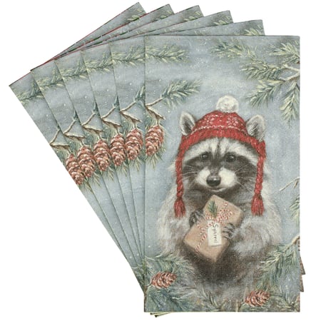 Winter Raccoon Guest Napkin - Paper