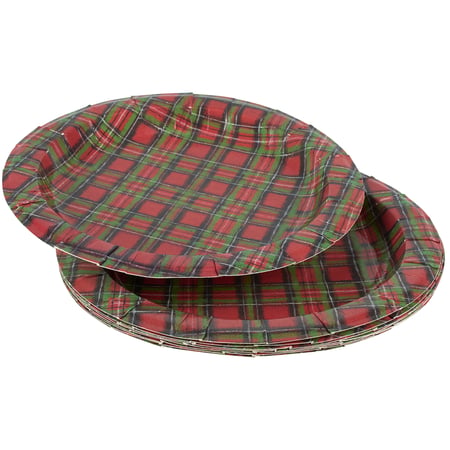 Winter Camp Plaid Plate Lg - Paper