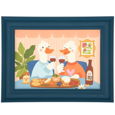 Wine Geese Framed Wall Art - Wood, Canvas
