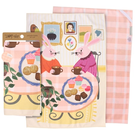 Coffeetime Bunnies Kitchen Towel - Microfiber