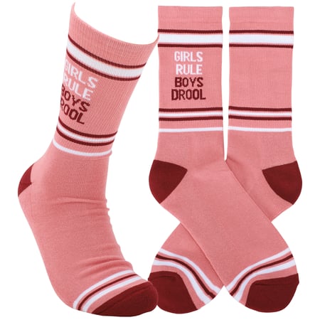 Girls Rule Boys Drool Socks - Cotton, Nylon, Spandex