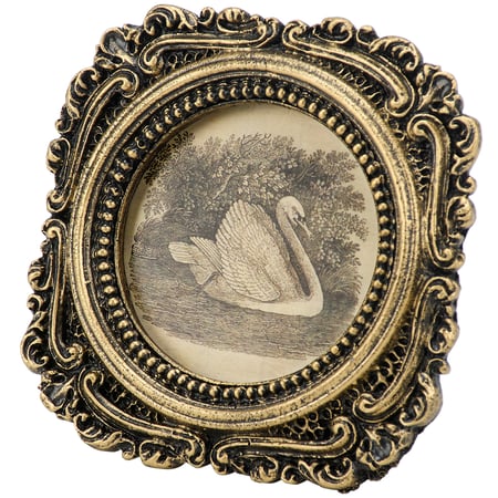 Swan Drawing Framed Art - Resin, Paper, Wood, Magnet