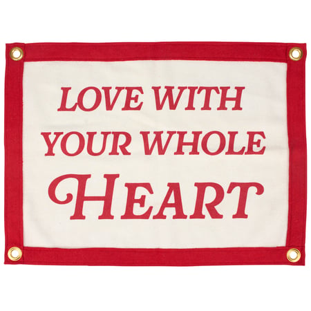 Love With Your Whole Heart Wall Banner - Wool Blend, Cotton, Metal