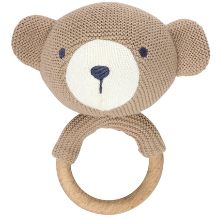 Teddy Bear Rattle - Cotton, Wood, Polyester