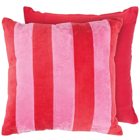 Red And Pink Striped Pillow - Velvet, Zipper