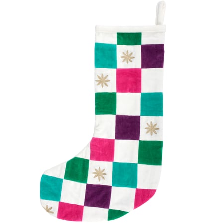 Colorful Block Stocking - Velvet