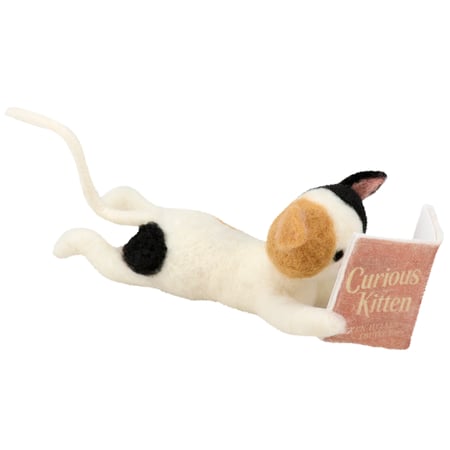 Reading Cat Critter - Foam, Wool, Polyester, Plastic