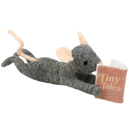 Reading Mouse Critter - Foam, Wool, Polyester, Plastic