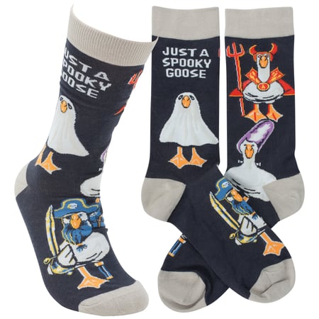 Just A Spooky Goose Socks - Cotton, Nylon, Spandex