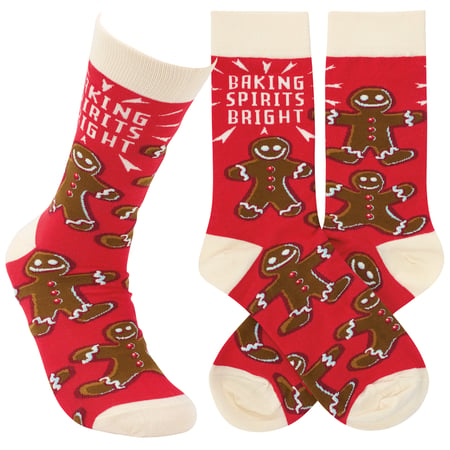 Baking Spirits Bright Gingerbread Socks - Cotton, Nylon, Spandex