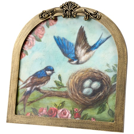 Blue Swallows Framed Art - Wood, Paper, Metal, Rubber