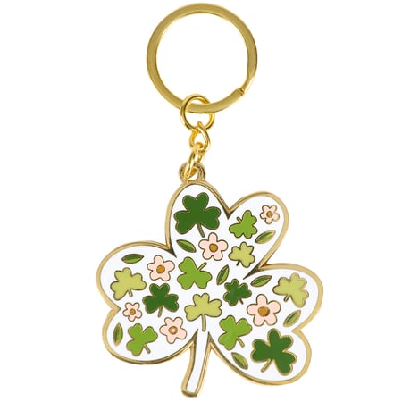 Lucky Shamrock Keychain - Metal, Enamel, Paper