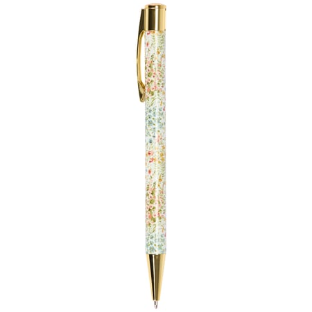 Mixed Floral Pen - Metal, Paper, Ink