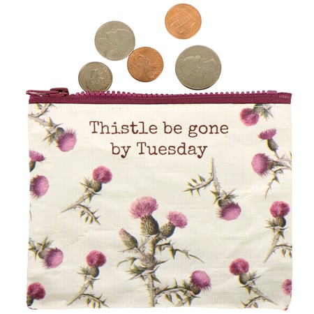 Thistle Be Gone By Tuesday Zipper Wallet - Post-Consumer Material, Plastic, Metal