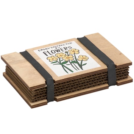 Easily Distracted By Flowers Flower Press Pocket - Wood, Paper, Rubber